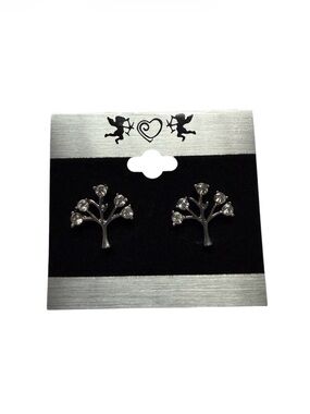 Fashion Jewelry Silver Tree Stud Earrings